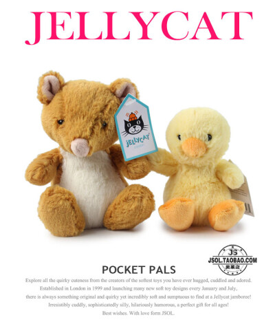 英国jellycat正品 poppet 随身款 迷你动物玩偶 圣诞 企鹅 北极熊