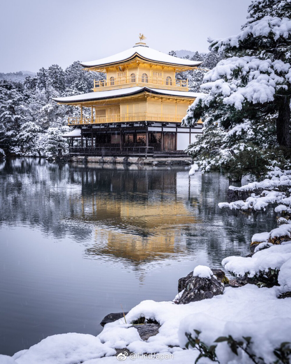 雪中的金阁寺