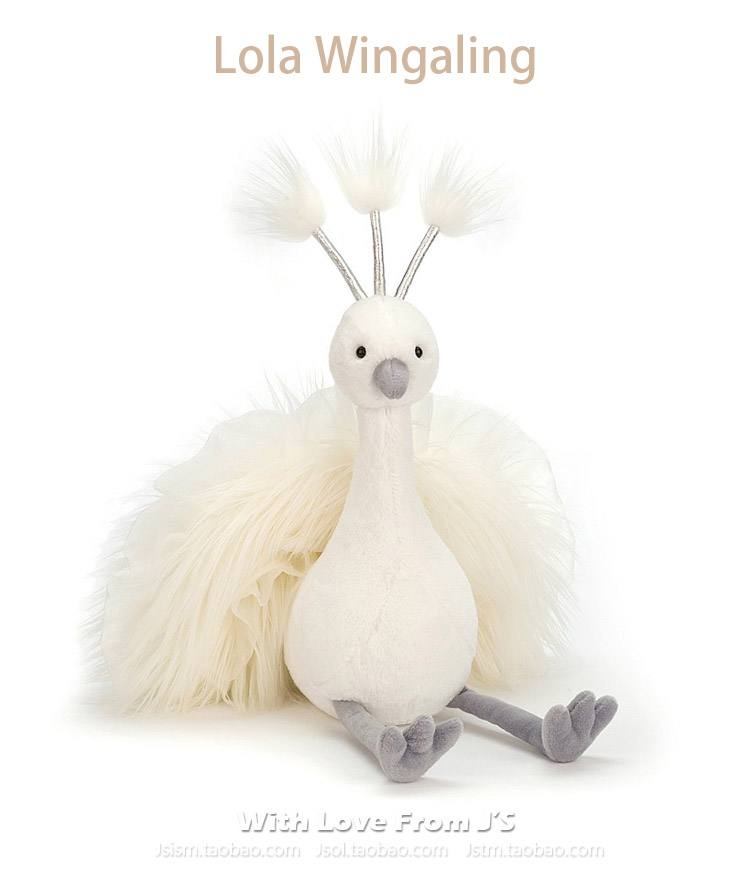 英国jellycat正品 Lola Wingaling Electra Plume 孔雀 毛绒玩偶