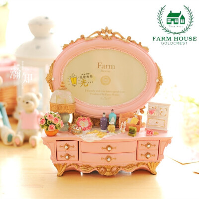 包邮正品Farm House可爱公主梳妆台亮灯5寸相框 创意摆台首饰盒