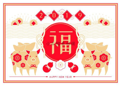 中国风古典祥云牡丹花新年喜庆春节祝福海报AI矢量设计素材ai419