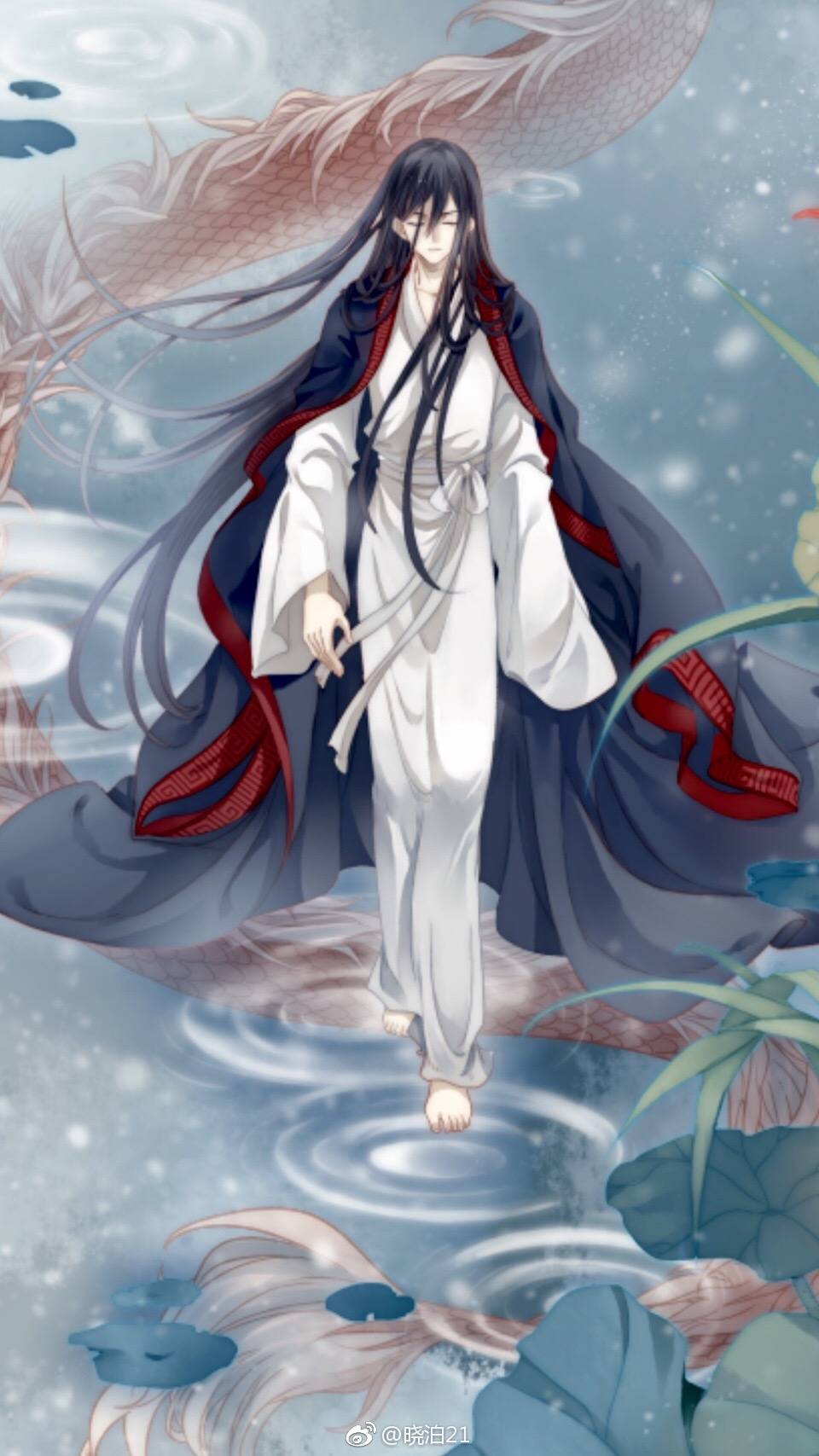 古风 古韵 中国风 手帐素材 插画 手绘 彩绘 头像 壁纸 微博:晓泊