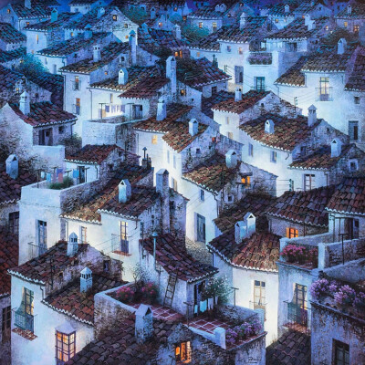 西班牙画家|Luis Romero的静谧夜色