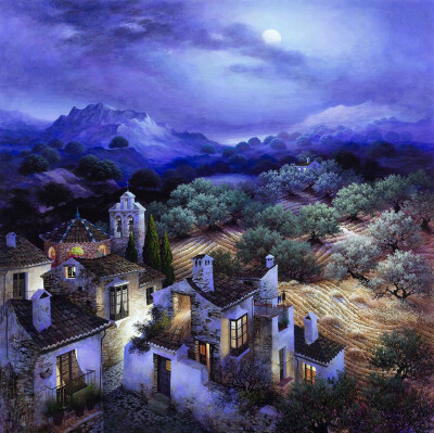 西班牙画家|Luis Romero的静谧夜色