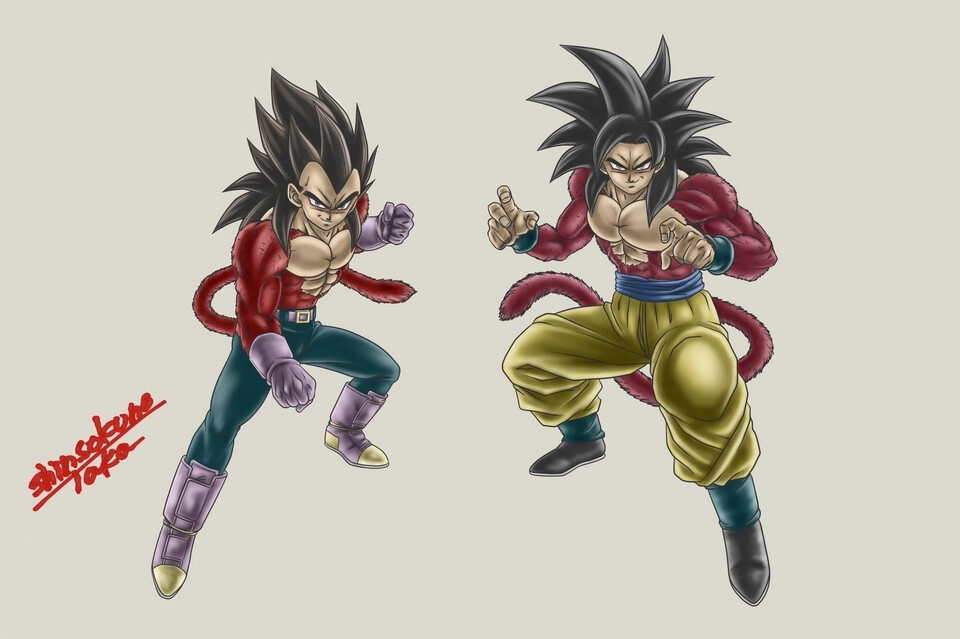 shinsokunotaka超级赛亚人4孙悟空超级赛亚人4贝吉塔