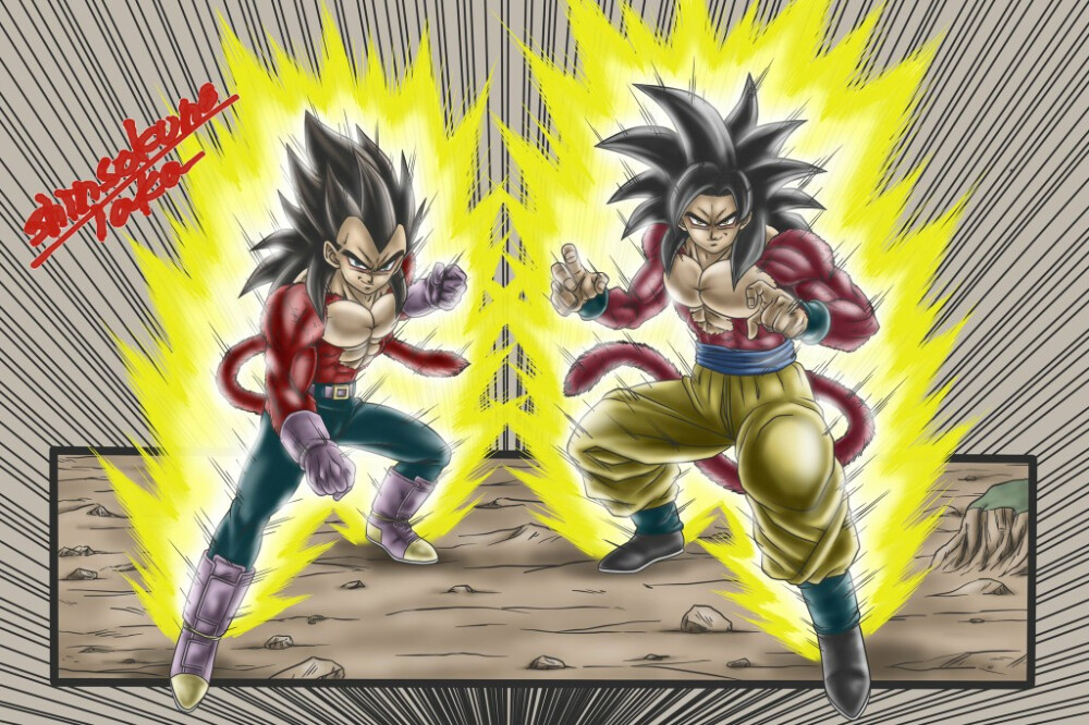 shinsokunotaka：超级赛亚人4孙悟空，超级赛亚人4贝吉塔。