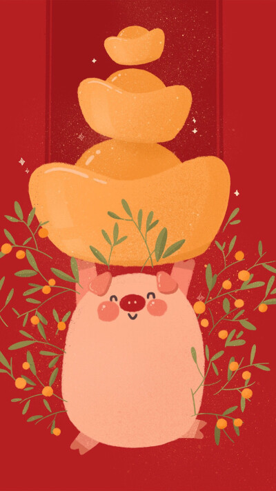越南插画师 Amy Tran & Trim Possible 的春节猪猪作品。原创壁纸 高清 设计师 手机壁纸 插画