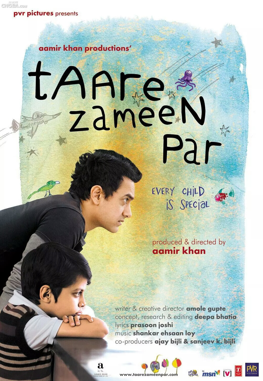 ★《Taare Zameen Par》
★《地球上的星星》(Taare Zameen Par)是一部儿童剧情型电影，影片由阿尔米·汗执导并参演，达席尔·萨法瑞，塔奈·切赫达，维品·沙尔马等主演。
★影片讲述了一个八岁男孩和他所读寄宿学校的美术老师的故事。
★影片于2007年12月21日上映。