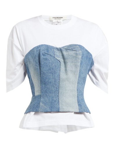 Junya Watanabe Denim bustier overlay T-shirt