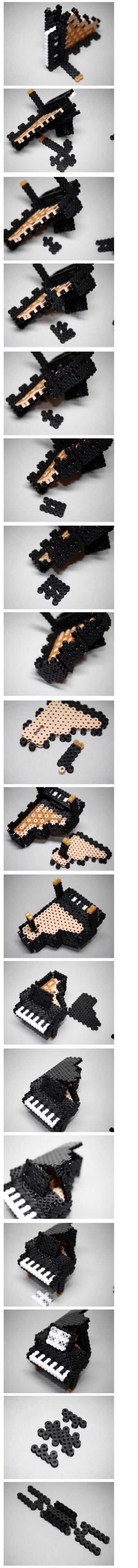 拼豆-立体三角钢琴 3D perler beads 