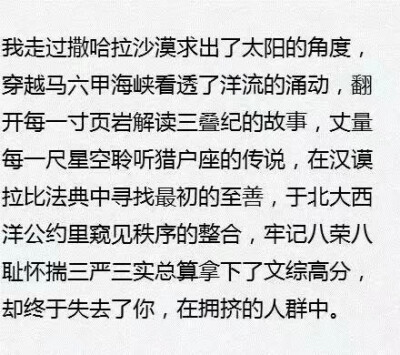 一场文科生和理科生之间的较量：我终于失去了你，在拥挤的人群中。 ​​​