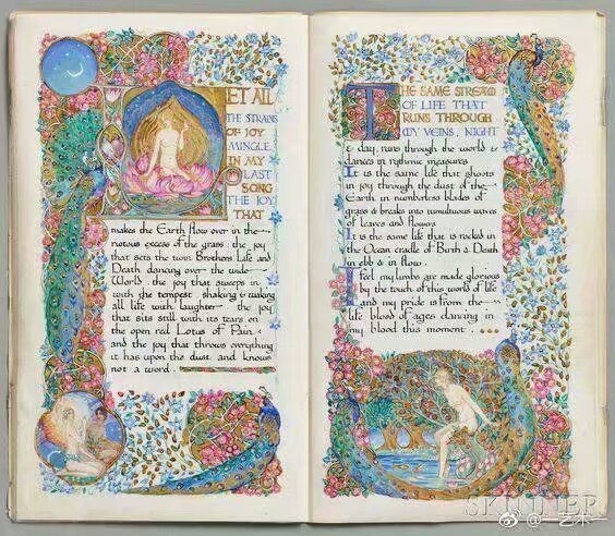 《给云朵和夜晚》-
英国插画家杰西·贝叶斯
（Jessie Bayes，1876-1970）
1914年制作的手绘书 ​​​
cr.一 艺术 一