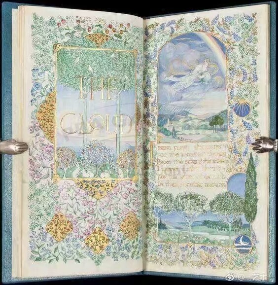 《给云朵和夜晚》-
英国插画家杰西·贝叶斯
（Jessie Bayes，1876-1970）
1914年制作的手绘书 ​​​
cr.一 艺术 一