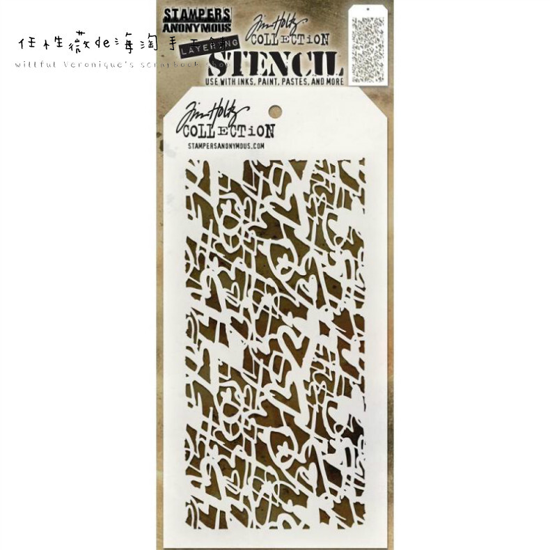 现货 Tim Holtz mix media pvc喷雾遮蔽模板模具喷溅纹理链接2