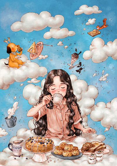 「森林女孩日记」系列插画  插画师：韩国插画家Aeppol