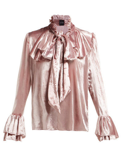 Ruffle-trimmed velvet blouse | Harris Reed