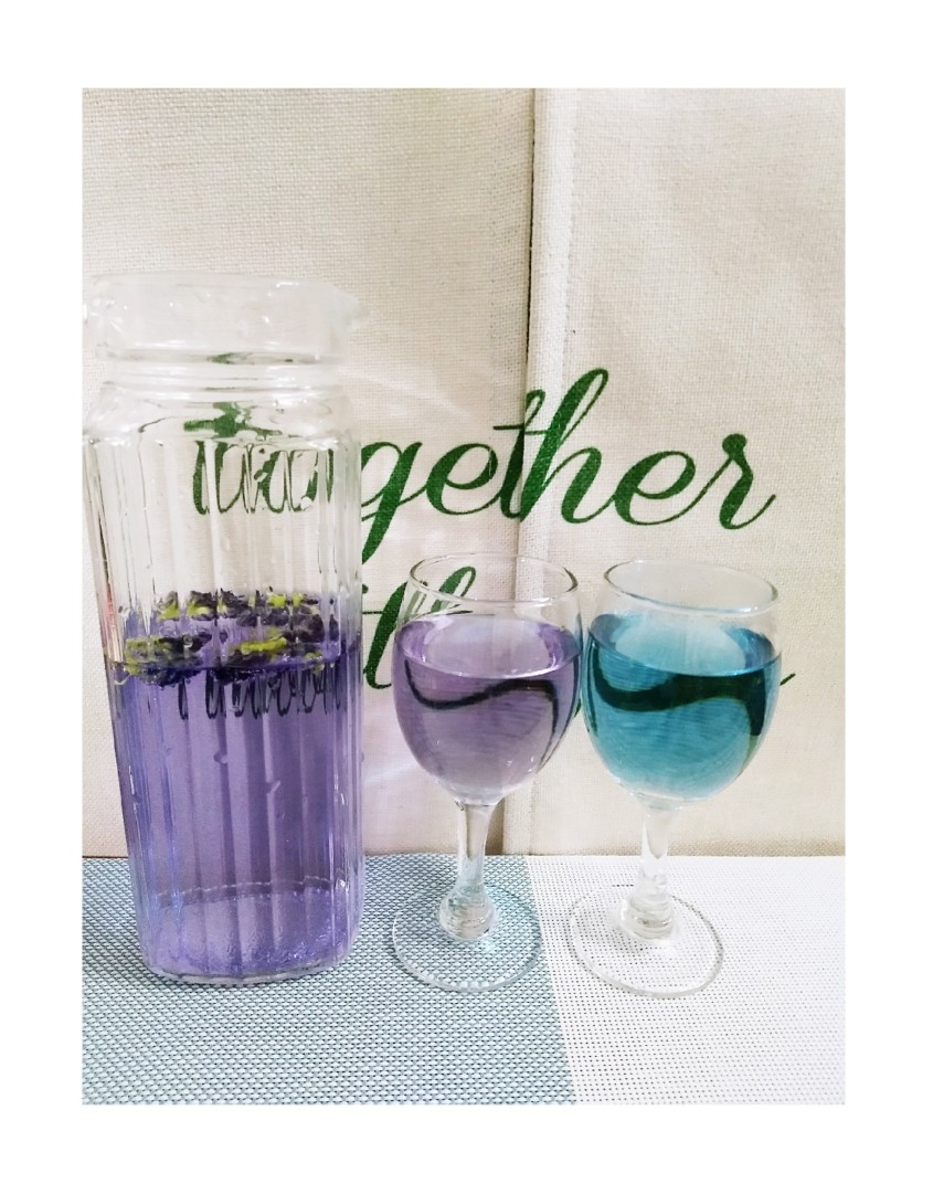 蓝蝴蝶花加雪碧，紫色梦幻气泡水