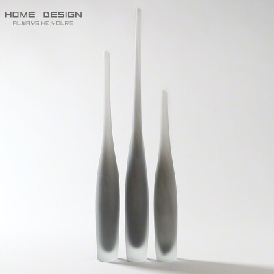 HomeDesign灰白色细长玻璃瓶/家居饰品/样板房软装花瓶