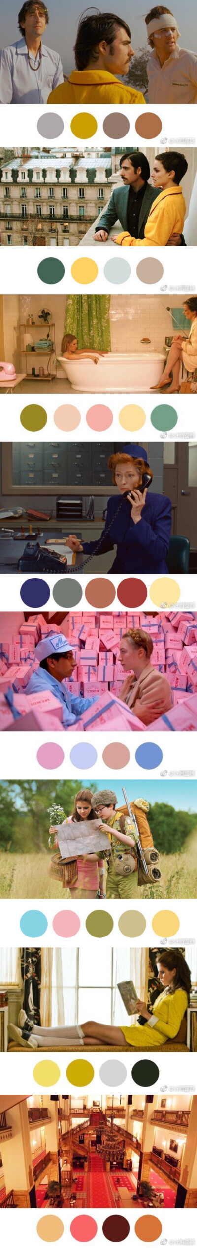 Wes Anderson 经典电影配色 ​​​