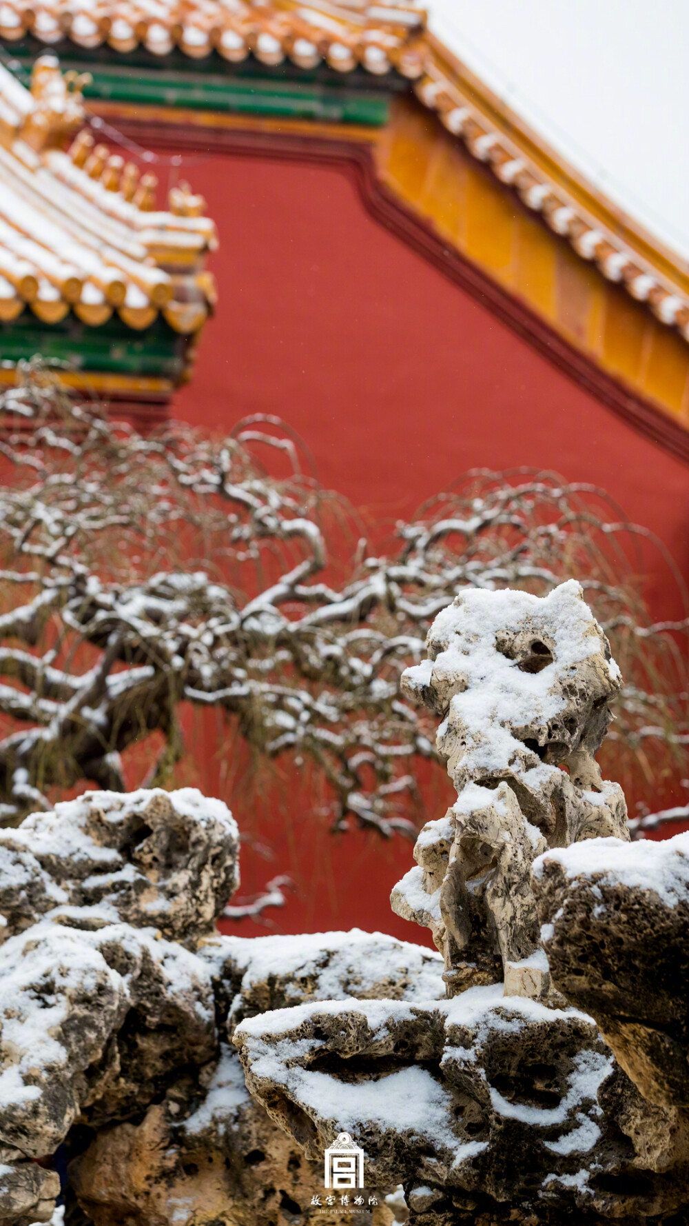 紫禁城【己亥•再雪】“石上新雪盖旧雪，城深草寒连木寒” 照片取自@故宫博物院
