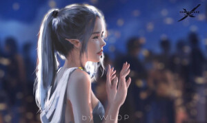 鬼刀  画师WLOP  二次元，少女