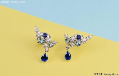 Harry Winston 海瑞温斯顿 Sparkling Cluster系列蓝宝石、海蓝宝石及钻石耳环 