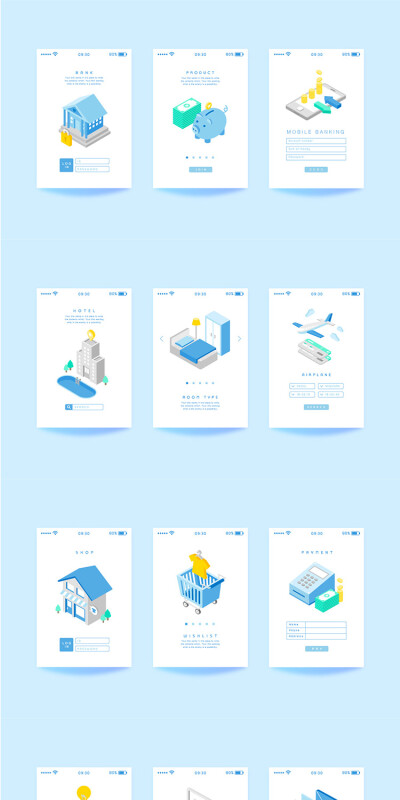 2.5D插画扁平等距立体商务金融科技网页手机UI启动页场景图标S80