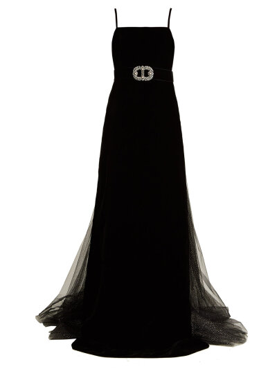 Crystal-embellished velvet gown | Gucci