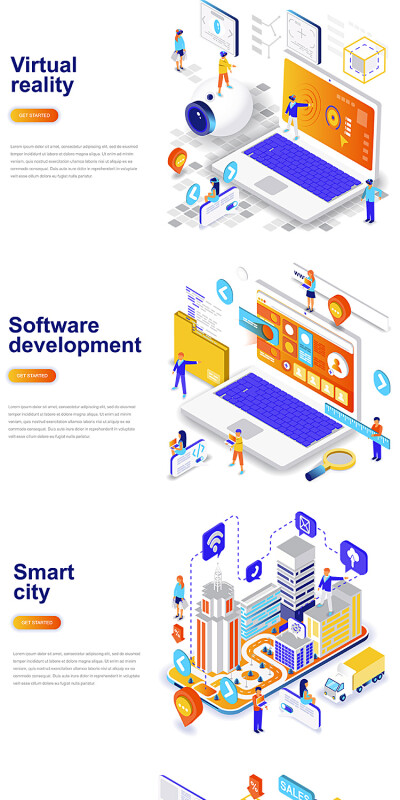 2.5D插画商务科技医疗教育购物城市办公视频场景图标素材模板S141