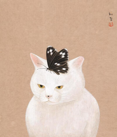 猫咪 绘画 韩国画师HYE JIN作品