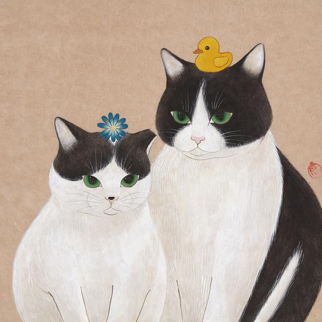 猫咪 绘画 韩国画师HYE JIN作品