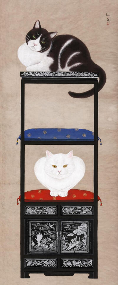 猫咪 绘画 韩国画师HYE JIN作品