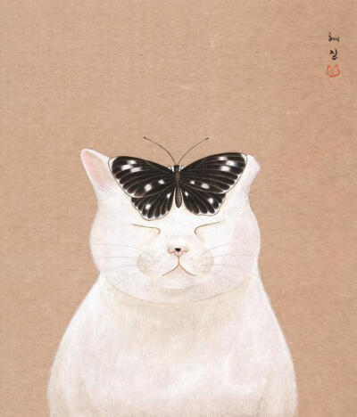 猫咪 绘画 韩国画师HYE JIN作品