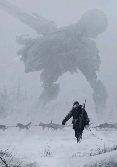 波兰画师Jakub Rozalski的一组作品，一位相当喜欢画背影场景的画师。 ​​​