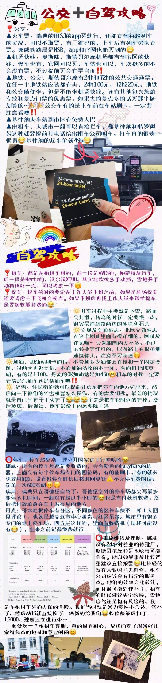 ❣️保姆级 巨详细版 北欧极光自驾游分享来自：珏小屁-1️⃣申根签➕机票2️⃣公交➕自驾3️⃣行前必备➕极光攻略4️⃣美食➕自助火锅➕购物退税6️⃣奥斯陆➕特罗姆瑟7️⃣Lofoten群岛➕基律纳8️⃣斯德哥尔摩（含地铁站打卡攻略）9️⃣哥德堡➕哥本哈根