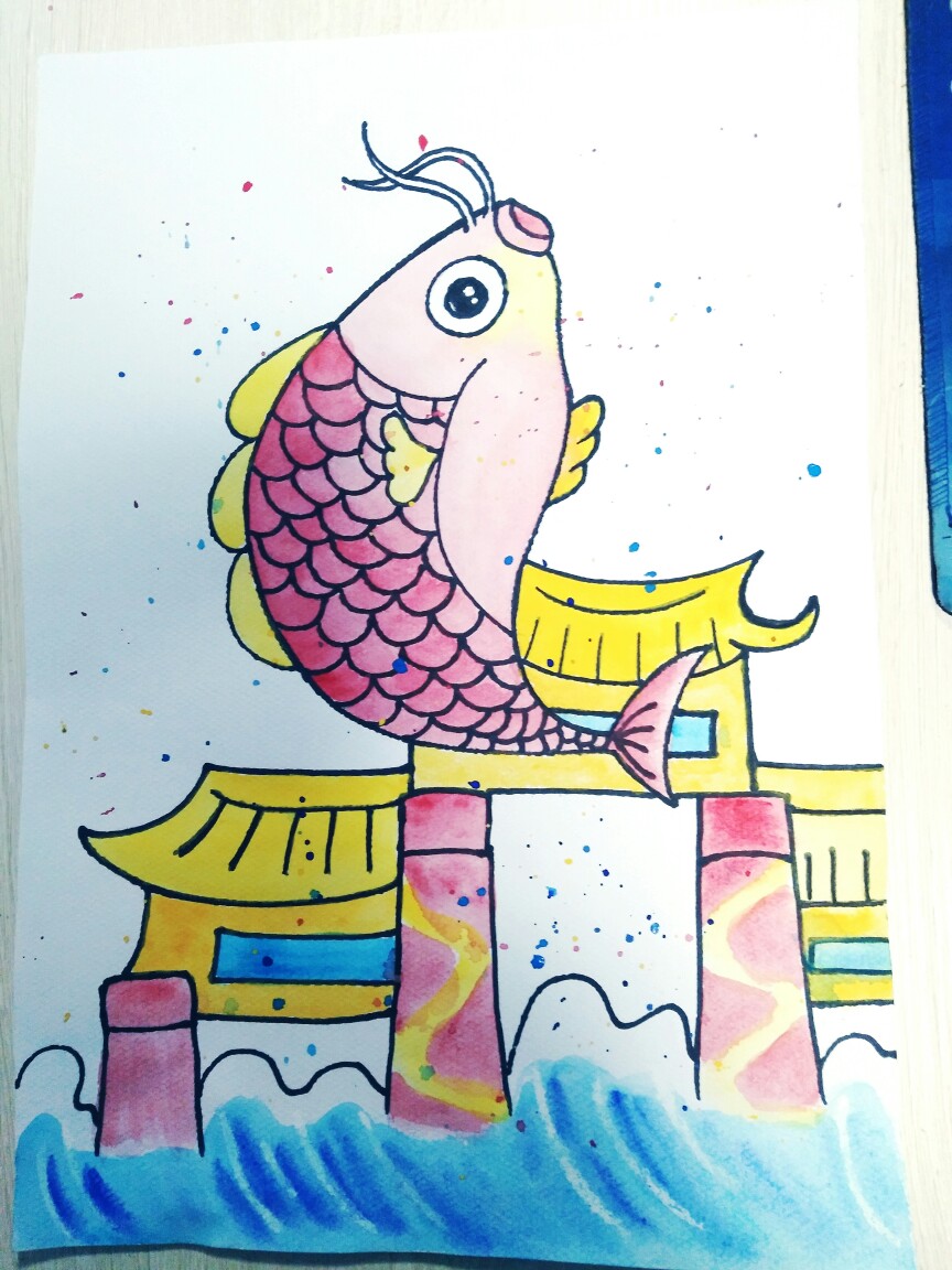 黄河大鲤鱼儿童画图片