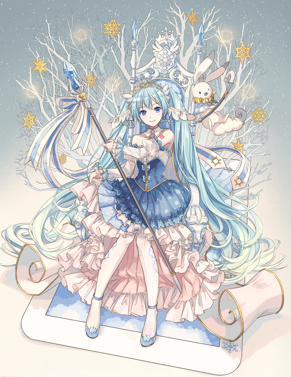 VOCALOID 初音未来 雪未来2019 绘师：えこいくしま（p id=837839） 本作品id=73314570