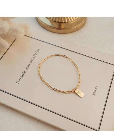 【脂肪商店】美国产14K注金 PENDANT BRACELET LOVE方牌吊坠手链