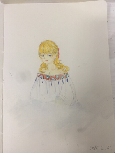 58.决定坚持画水彩
于是把忧郁的小公举
涂成了富婆(ノ˃̩̩Δ˂̩̩ )ノ