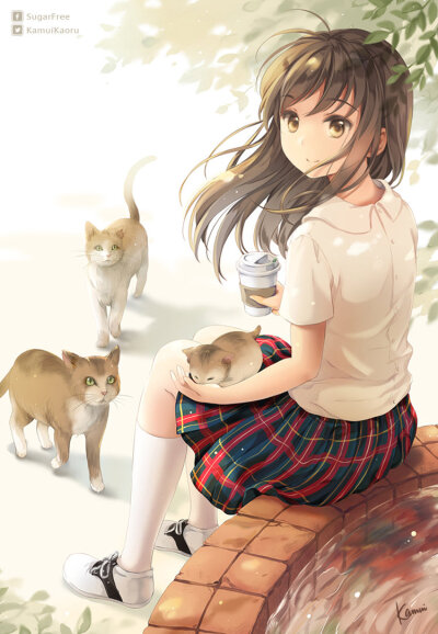 #原创##女子高生##猫##MOE2019# 画师:Kamui lD:73129431