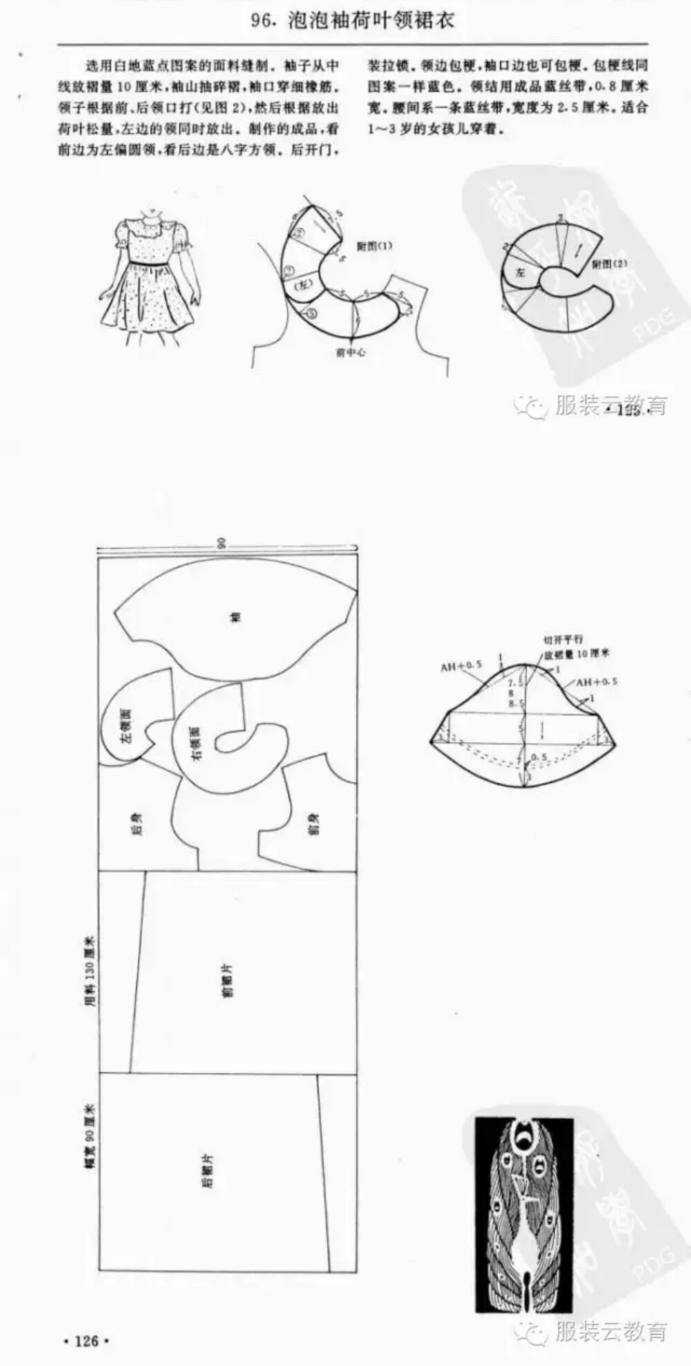 泡泡袖荷叶边领连衣裙
0-3岁婴幼儿各种服装裁剪图合集
小裁缝学堂