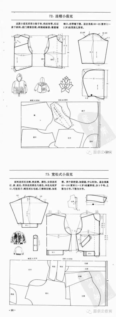 连帽小夹克
宽松立领小夹克
0-3岁婴幼儿各种服装裁剪图合集
小裁缝学堂