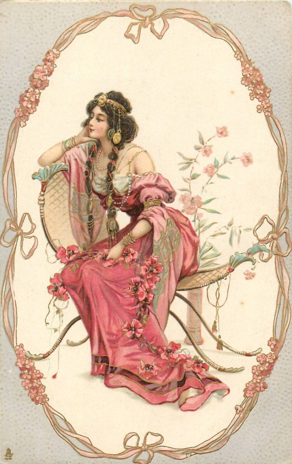 插画 | 奢华珠宝，服装，美人
POSTCARD，1903，英国