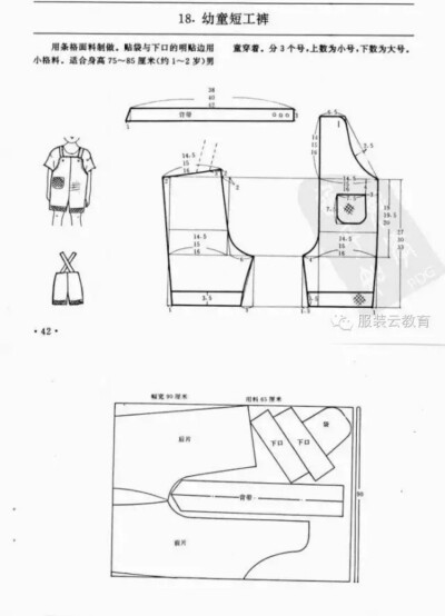 幼童背带短工裤
0-3岁婴幼儿各种服装裁剪图合集
小裁缝学堂