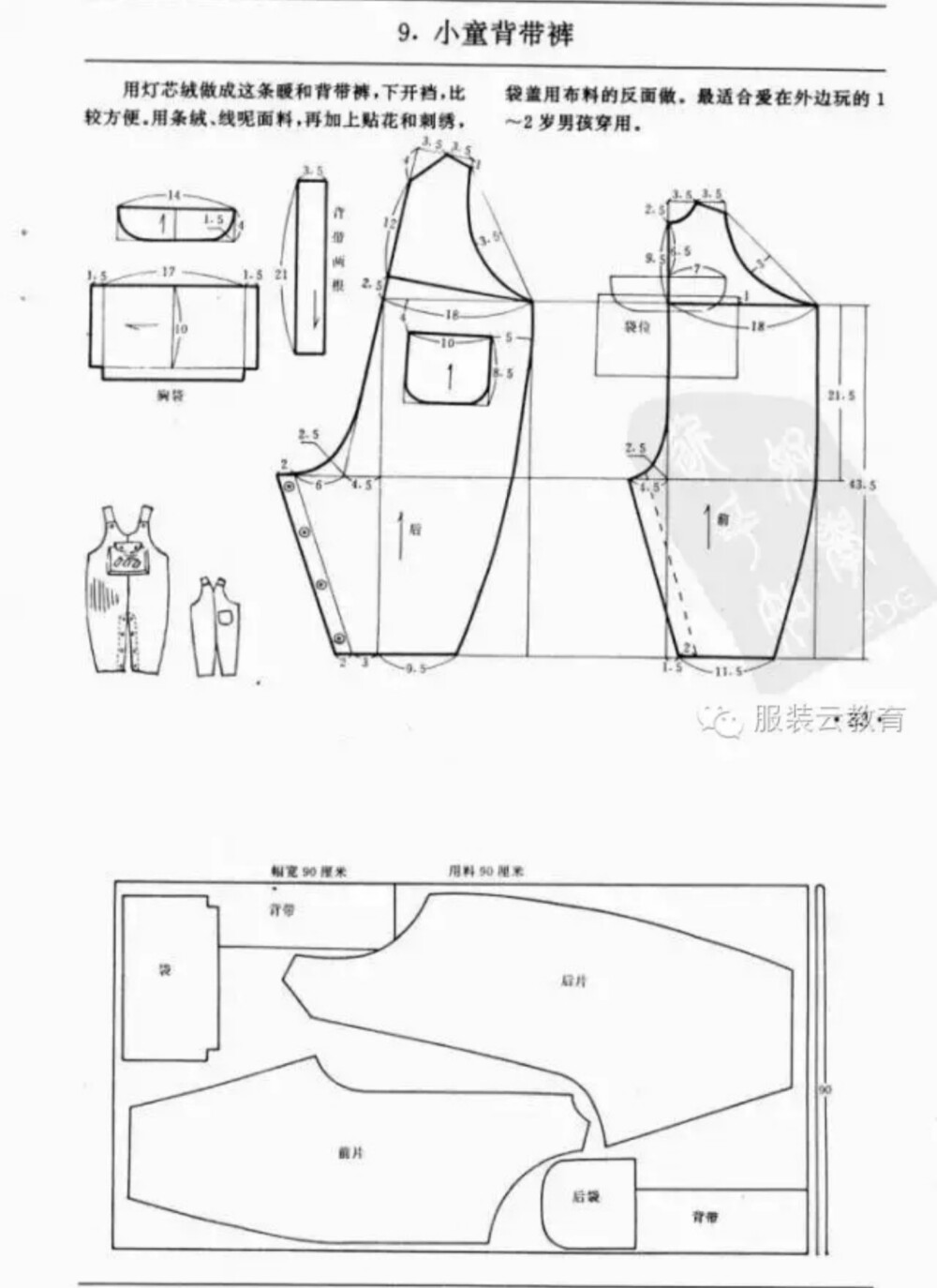 小童背带裤
0-3岁婴幼儿各种服装裁剪图合集
小裁缝学堂