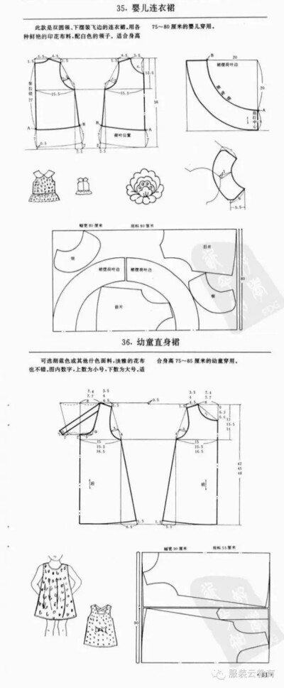 幼儿无袖背心连衣裙
0-3岁婴幼儿各种服装裁剪图合集
小裁缝学堂