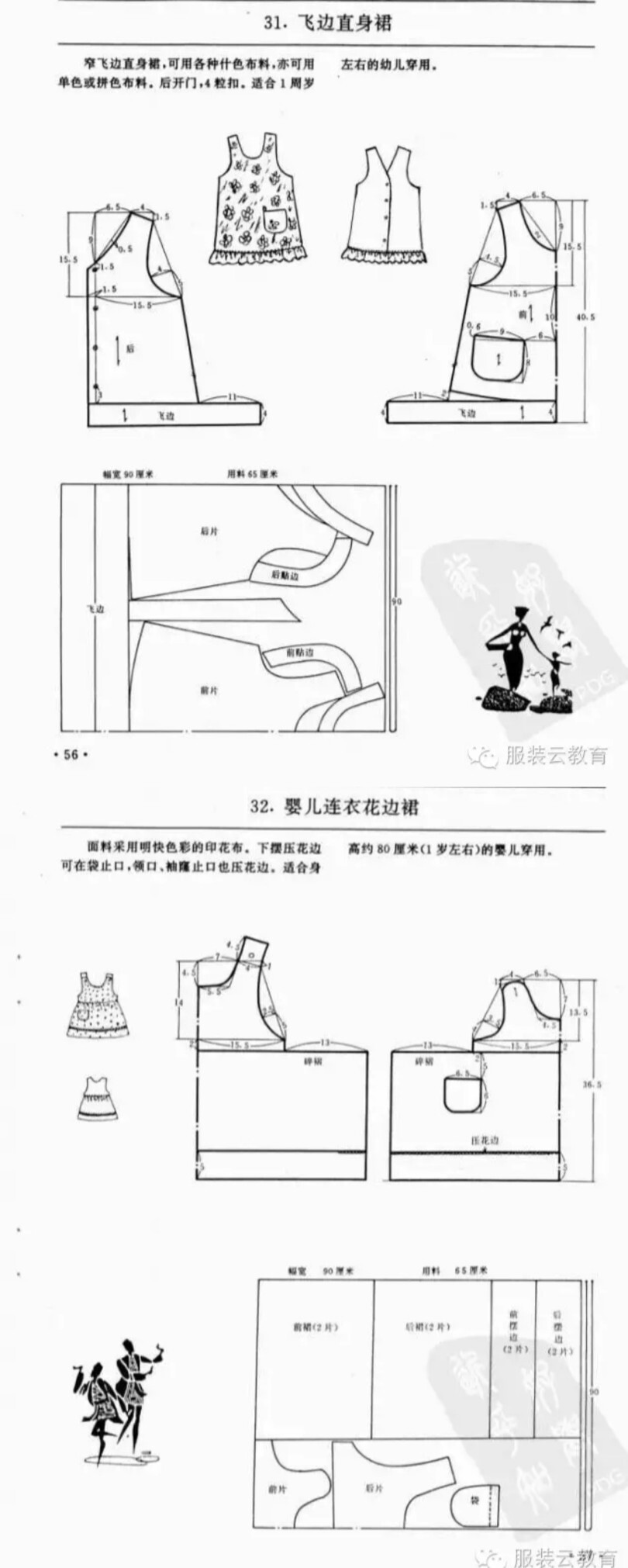 飞边直身背心裙
0-3岁婴幼儿各种服装裁剪图合集
小裁缝学堂