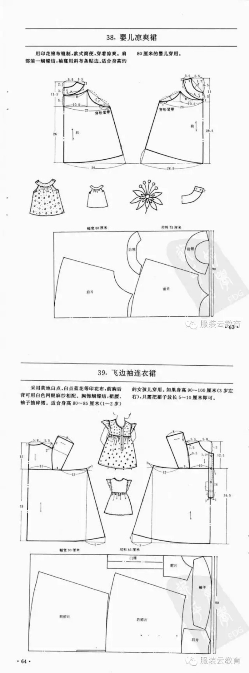 飞边袖连衣裙
0-3岁婴幼儿各种服装裁剪图合集
小裁缝学堂