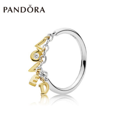 【新品】潘多拉PANDORA Shine爱之蜜语戒指167799CZ字母指环女