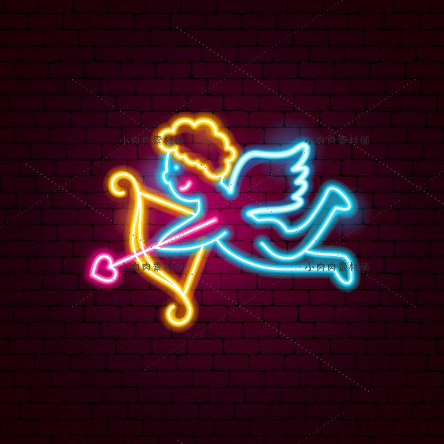 丘比特爱心钻戒求婚爱情led灯光效果图标iconAI矢量设计素材ai429